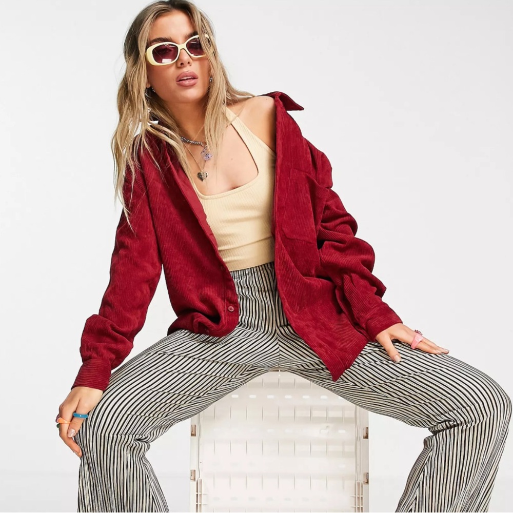 Burgundy unisex cord shirt Flannel